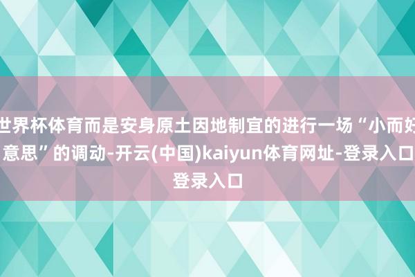 世界杯体育而是安身原土因地制宜的进行一场“小而好意思”的调动-开云(中国)kaiyun体育网址-登录入口
