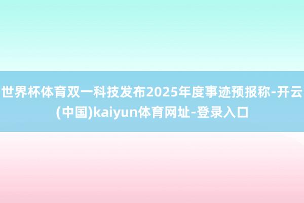 世界杯体育双一科技发布2025年度事迹预报称-开云(中国)kaiyun体育网址-登录入口